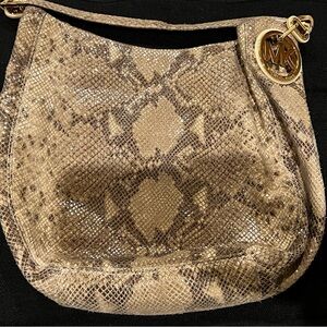 Michael Kors Tan Snakeskin Print Shoulder Bag